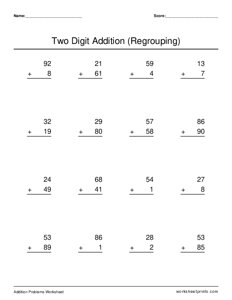 1-digit and 2-digit addition (with regrouping) - #6