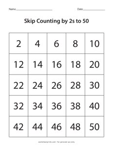 Skip Counting by 2s to 50 - #3