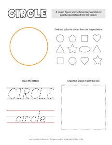 Trace and Color Shapes - Circle