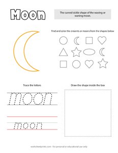 Trace and Color Shapes - Moon