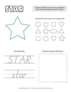 Trace and Color Shapes - Star
