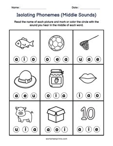 Isolating Phonemes - Middle Sounds - #1