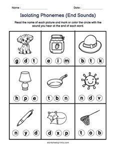 Isolating Phonemes - End Sounds - #1