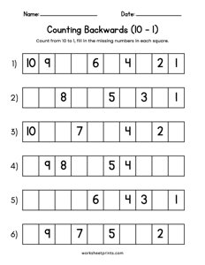 Counting Backwards 10 to 1 - #1