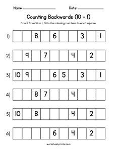 Counting Backwards 10 to 1 - #2