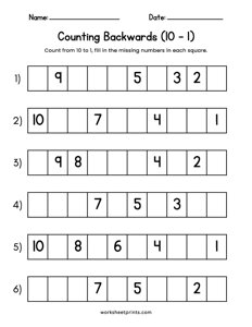 Counting Backwards 10 to 1 - #3