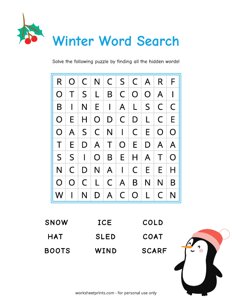 Winter Word Search - Easy