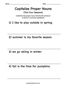 Capitalize Proper Nouns - Four Seasons