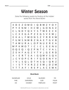 Winter Season Word Search - Hard