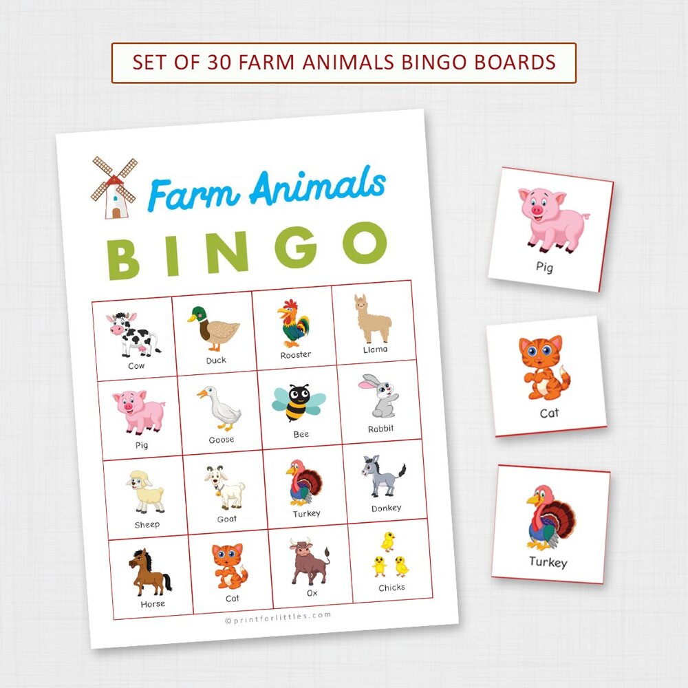 Printable Farm Animals Bingo Fun Activities For Kids
