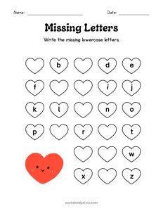 Write the Lowercase Missing Letters - 1