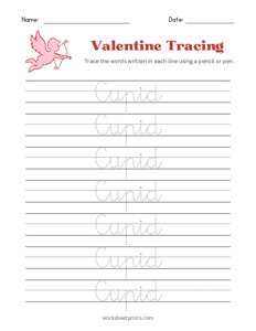 Valentine Word Tracing - Cupid