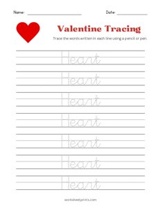 Valentine Word Tracing - Heart