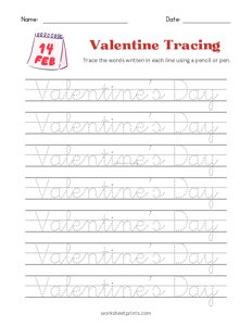 Valentines Day Word Tracing