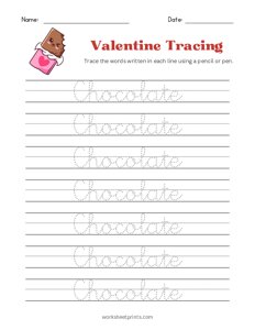 Valentine Word Tracing - Chocolate