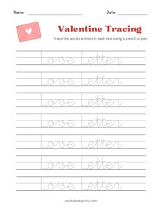 Valentine Word Tracing - Love Letter