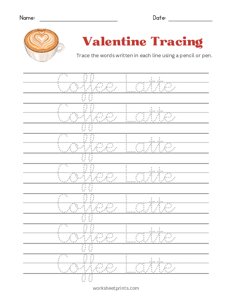 Valentine Word Tracing - Coffee Latte