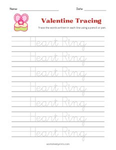 Valentine Word Tracing - Heart Ring