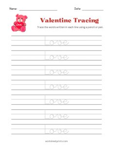 Valentine Word Tracing - Love