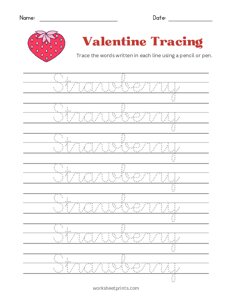 Valentine Word Tracing - Strawberry