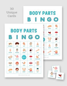 Printable Body Parts Bingo