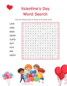 Valentines Day Word Search - Easy