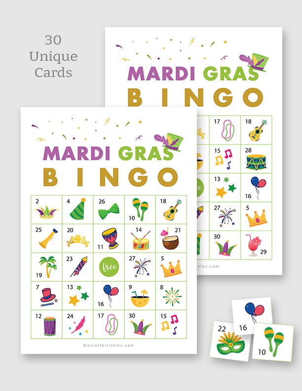 Printable Mardi Gras Bingo