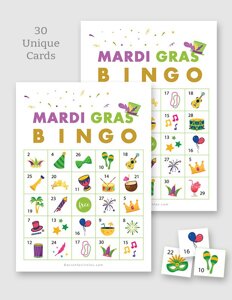 Printable Mardi Gras Bingo