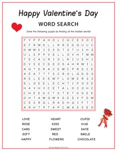 Valentines Day Word Search - Medium