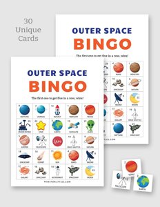 Outer Space Bingo for Kids Printable