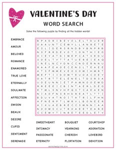 Valentines Day Word Search - Super Hard