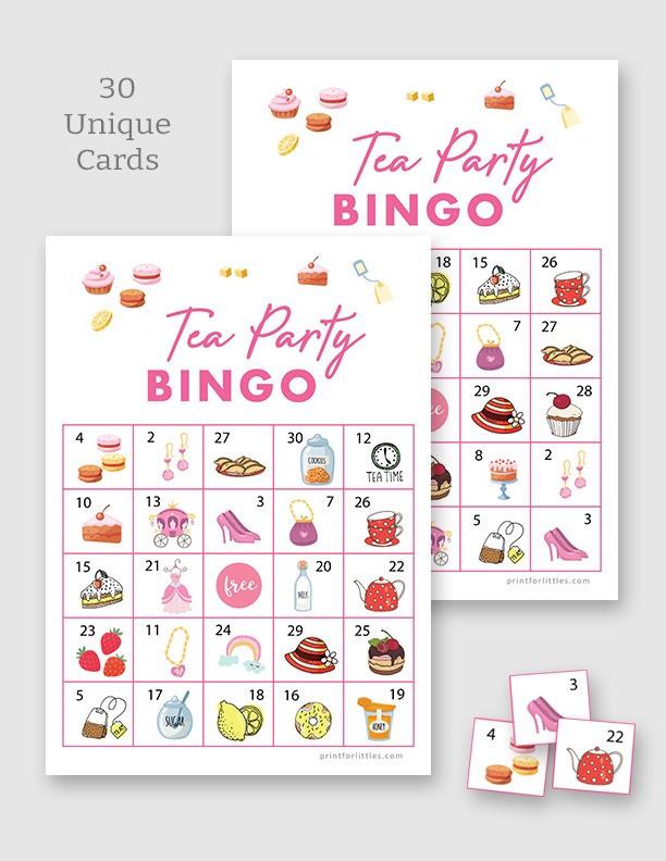 Printable Tea Party Bingo for Kids