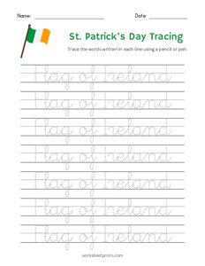 St. Patricks Day Word Tracing - Flag of Ireland