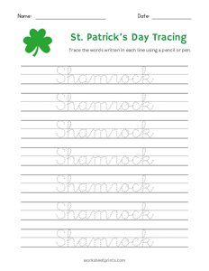 St. Patricks Day Word Tracing - Shamrock