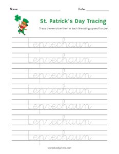 St. Patricks Day Word Tracing - Leprechaun