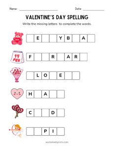 Valentines Day Spelling Words - 1