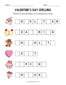 Valentines Day Spelling Words - 2