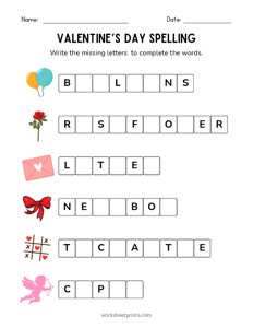 Valentines Day Spelling Words - 3