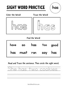 Sight Word Practice - Has