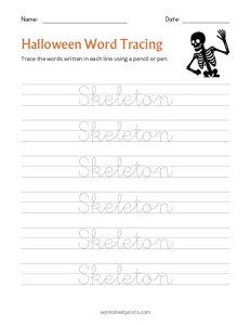 Halloween Word Tracing - Skeleton