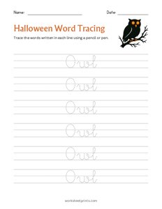 Halloween Word Tracing - Owl