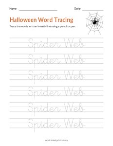 Halloween Word Tracing - Spider Web