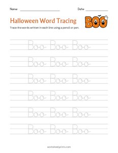 Halloween Word Tracing - Boo