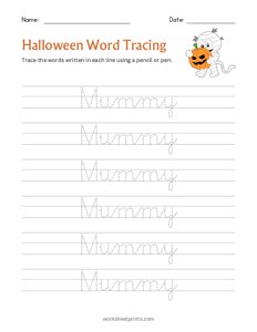 Halloween Word Tracing - Mummy