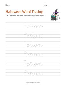 Halloween Word Tracing - Potion