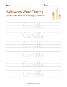 Halloween Word Tracing - Candle