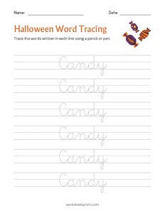 Halloween Word Tracing - Candy