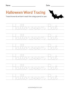 Halloween Word Tracing - Bat