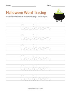 Halloween Word Tracing - Cauldron