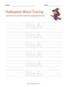 Halloween Word Tracing - Witch